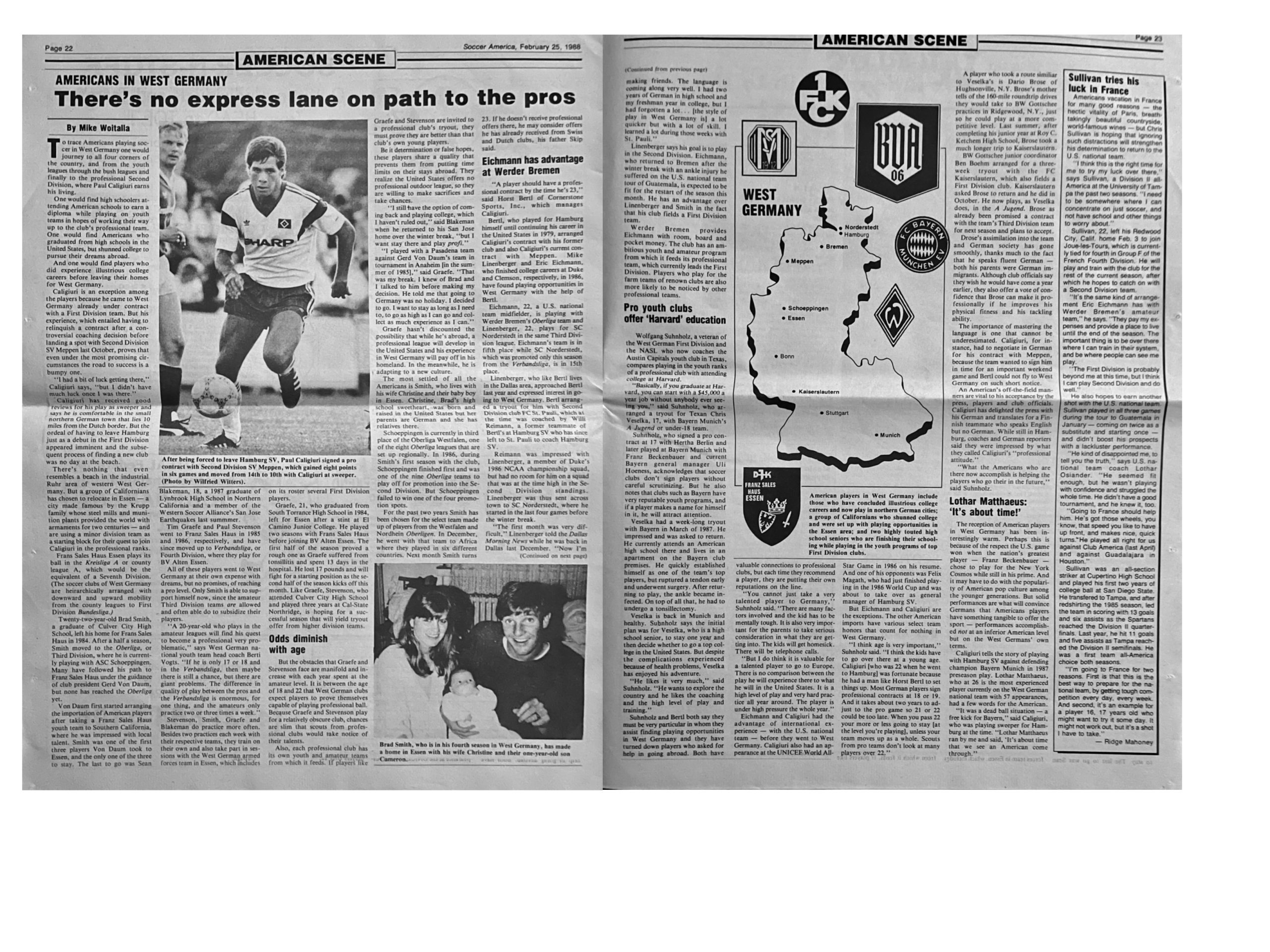 SOCCER AMERICA ARCHIVES: Americans in Germany (1988)